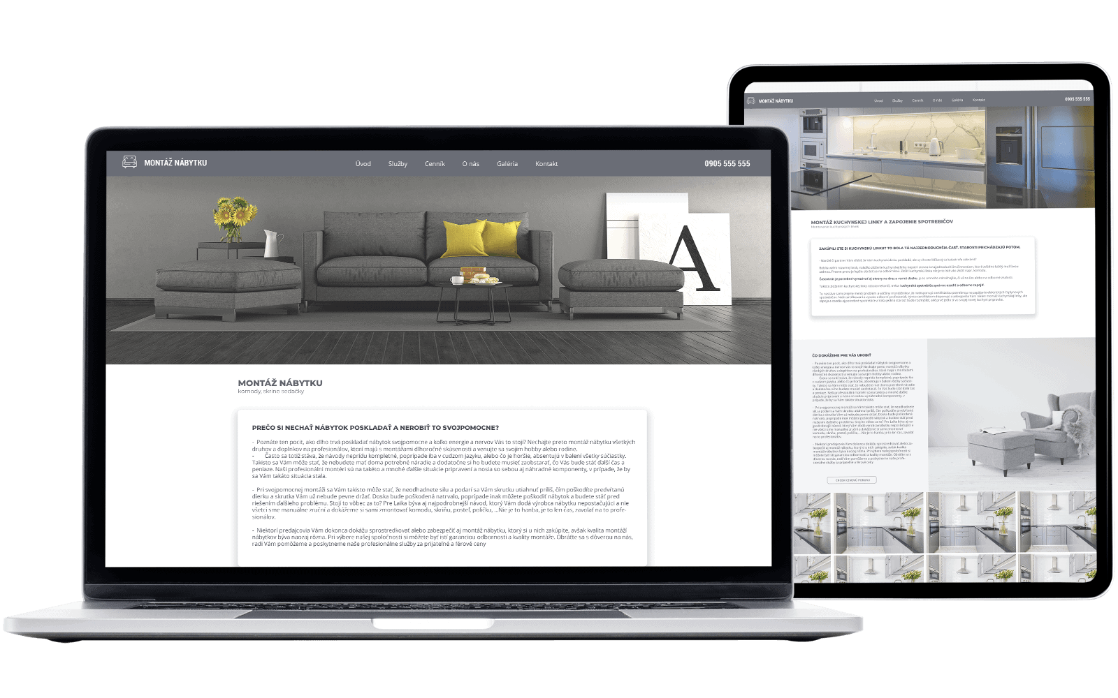 Jednoduchá prezentačná webstránka pre firmu ktorá sa venuje montáži nábytku
