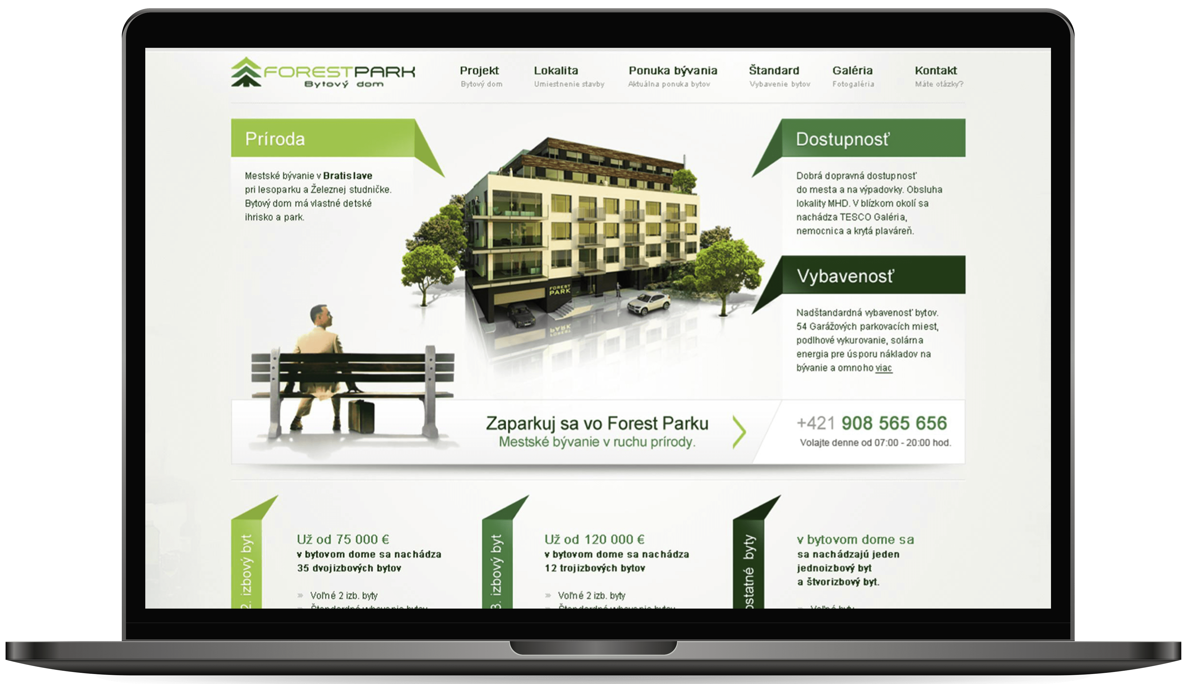 Tvorba špeciálnej webstránky s množstvom funkcionalít pre developerský projekt Forest Park